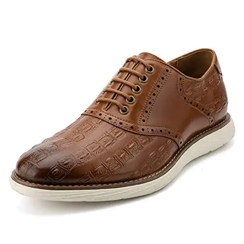 Produktbild: MEIJIANA Herren Oxfords Schuhe Herren Schnürhalbschuhe Leder Freizeitschuhe für Herren Business Schuhe Herren, Braun-06, 43 EU (10 UK)