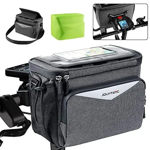 Produktbild: MEIJO Fahrradtasche Lenker mit Lenkeradapter, 5.2L Lenkertasche für Fahrrad und Elektrofahrräder Wasserdicht Fahrradkorb Vorne Fahrrad e-Bike (Grau, 5.2L)