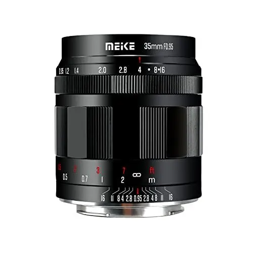 Produktbild: Meike 35mm f0.95 große Blende, manueller Fokus, kompatibel mit Panasonic Lumix M43 MFT Mount Digitalkameras, spiegellose Kameras