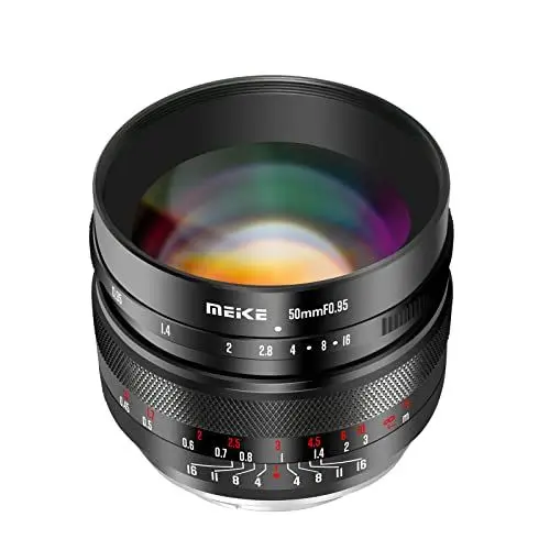 Produktbild: Meike 50mm f0.95 große Blende manuelle Fokuslinse kompatibel mit Sony E Mount spiegellosen Kameras A6400 A5000 A5100 A6000 A6100 A6300 A6500 A6600