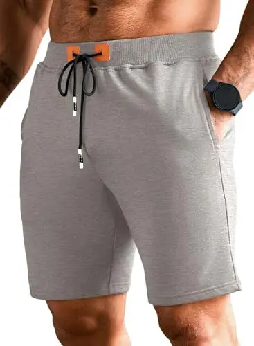 Produktbild: Meilicloth Bermuda Shorts für Männer Lässig Kurze Hosen Herren Elastischer Bund Sommer Shorts for Mens Loungewear Jogginghose mit 3 Taschen Grau L