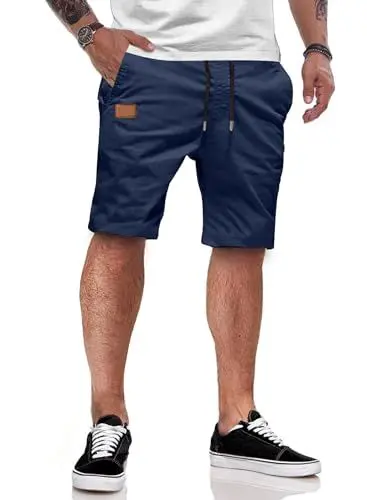 Produktbild: Meilicloth Chino Jogginghose Kurz Shorts Männer Baumwolle Kurze Jogginghose Multifunktionale Herren Chino Shorts Herren Mit Taschen Blau 38