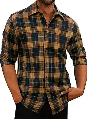Produktbild: Meilicloth Flanellhemd Herren Kariert Langarm Button Bown Baumwolle Flanellhemden Herren Regular Fit Blau 2X