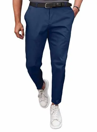Produktbild: Meilicloth Herren Chino Hose Anzughose Herren Chinohose Stretchhose Herren Baumwolle Sporthose Casual Freizeithose mit Enger Passform Marineblau 38