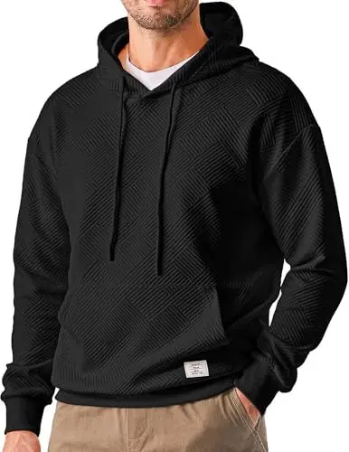 Produktbild: Meilicloth Hoodie Herren Kapuzenpullover Winter Herren Pullover Langarm Hooded Sweat Kapuzen Sweatshirt Baumwolle Männer Kapuzenpulli Hoody Herren Sweatjacke A Schwarz 3XL