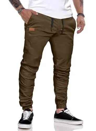 Produktbild: Meilicloth Baggy Männer Jogginghose Jungs Herren Hose Cargo Jogginganzug Activewear für Herren Sporthose Trainingshose mit Reißverschluss Braun XL