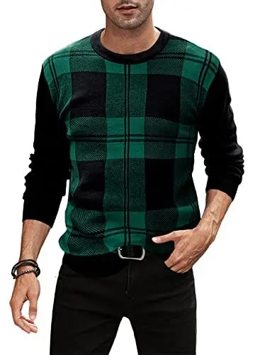 Produktbild: Meilicloth Pullover Herren Winter Rundhals Winterpullover Basic Strickpullover Feinstrick Sweaters Kaschmir Wollpullover Casual Langarmshirts Pullover Männer Pulli GrünL