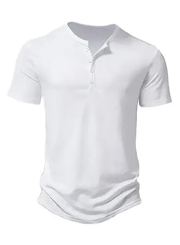 Produktbild: Meilicloth Herren Slim Fit T-Shirt V-Ausschnitt Muskelshirt Henley Shirt Sportlich Bequem Gym Freizeit Rot XL