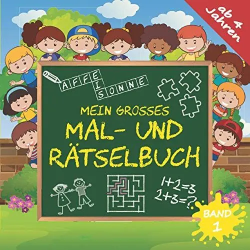 Produktbild: MEIN GROSSES MAL- UND RÄTSELBUCH ab 4 Jahren, Band 1: Denkspiele für schlaue Kinder mit Labyrinth-, Buchstabensalat-, Punkt-zu-Punkt-, Malen-nach-Zahlen-Übungen und viel mehr