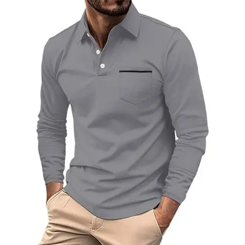 Produktbild: Mein Amazon-Kontolangarm Shirt Herren Hemd Jungen unterziehshirt Langarm Poloshirt Herren Shirt weiß Herren Gym Clothes Men