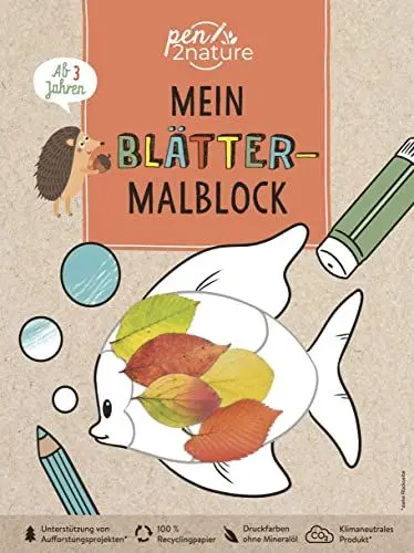 Produktbild: Mein Blätter-Malblock. Für Kinder ab 3 Jahren: Malen und Blätter einkleben auf Recyclingpapier. Wald und Natur entdecken für die Kleinsten (pen2nature kids)