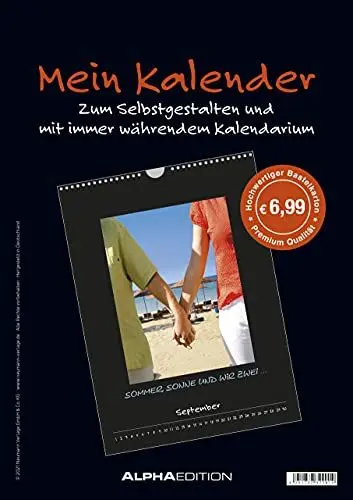 Produktbild: Alpha Edition - Mein Kalender: Bastelkalender schwarz, 21x22cm, Do it yourself Kalender mit Seiten aus hochwertigem Bastelkarton, immerwährend, Platz ... Bastelkalender (schwarz) immerwährend