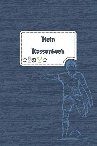 Produktbild: Mein Kassenbuch: einfaches Kassenbuch für Kinder - Einnahmen Ausgaben Übersicht - Erlerne den Umgang mit Geld - Fussball blau - Geschenkbuch – 120 Seiten - ca. DIN A5
