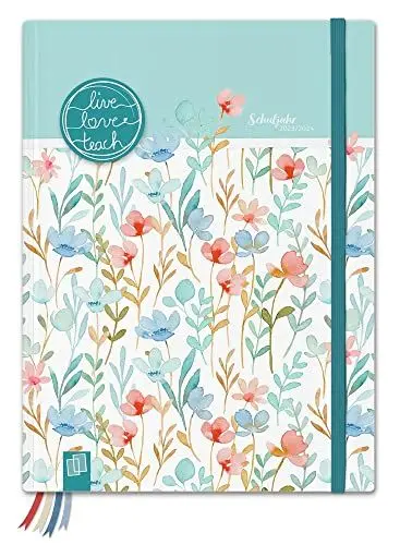 Produktbild: Mein Lehrerplaner - A5+ - Hardcover - Lehrerkalender für das Schuljahr 2023/2024 - Blumenwiese: Schulplaner für Lehrerinnen und Lehrer (live – love – teach)