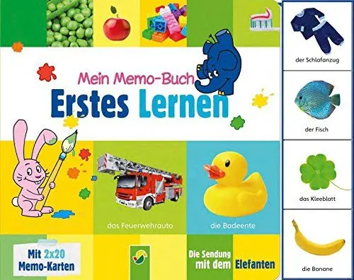 Produktbild: Mein Memo-Buch Erstes Lernen (Die Sendung mit dem Elefanten): Mit 2 x 20 Memo-Karten!