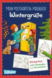 Produktbild: Mein Postkarten-Malblock: Wintergrüße: 24 Karten zum Ausmalen und Verschenken | Für Kinder ab 4 Jahren