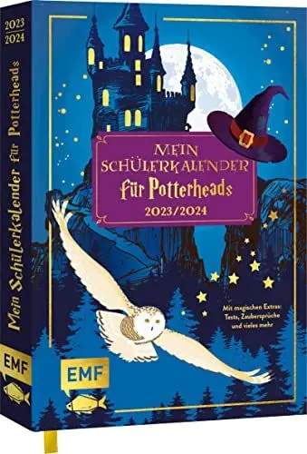 Produktbild: Mein Schülerkalender für Potterheads! 2023/2024: Der Schulplaner für Harry-Potter-Fans mit vielen Extras: Tests, Zaubersprüche und vieles mehr – Mit goldener Glanzfolie und Leseband