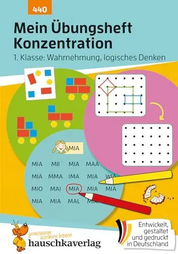Produktbild: Mein Übungsheft Konzentration – Schulanfang: Wahrnehmung, logisches Denken: Lernhilfe mit Lösungen für die 1. Klasse (Lernhefte zum Üben und Wiederholen, Band 440)