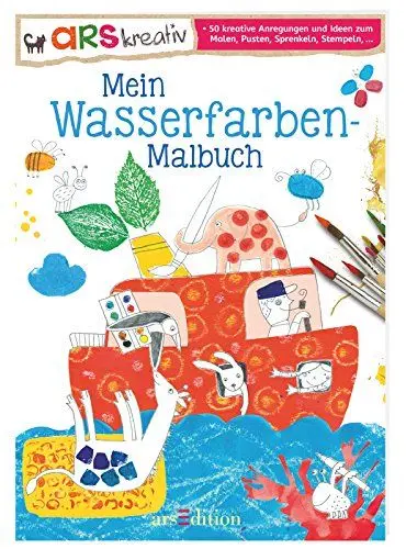 Produktbild: Mein Wasserfarben-Malbuch: 50 kreative Anregungen und Ideen zum Malen, Pusten, Sprenkeln, Stempeln, ...