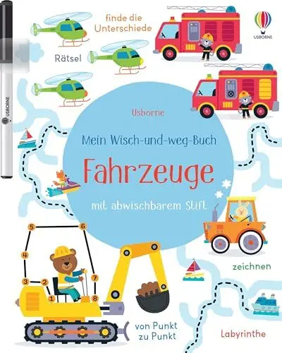 Produktbild: Mein Wisch-und-weg-Buch: Fahrzeuge: mit abwischbarem Stift – Zähl-, Zuordnungs- und Schwungübungen für Kinder ab 4 Jahren (Meine Wisch-und-weg-Bücher)