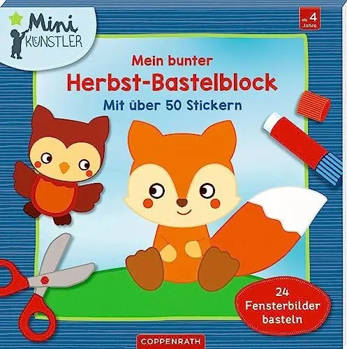 Produktbild: Mein bunter Herbst-Bastelblock: Mit über 50 Stickern, 24 Fensterbilder basteln (Mini-Künstler)