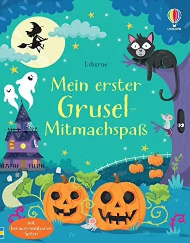 Produktbild: Mein erster Grusel-Mitmachspaß: Block mit heraustrennbaren Seiten – schaurig-schöne Rätsel, nicht nur für Halloween – für Kinder ab 5 Jahren (Usborne erste Mitmach-Blöcke)
