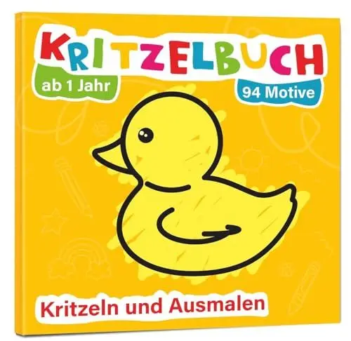 Produktbild: Mein erstes Kritzelbuch ab 1 Jahr: über 94 große Motive - für Jungs und Mädchen - Ausmalbuch - Ausmalen und kritzeln mit Spielzeug, Tiere, Fahrzeuge, Obst, Gegenstände und vieles mehr