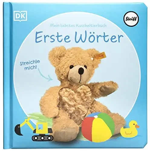 Produktbild: Mein liebstes Kuscheltierbuch. Erste Wörter: Pappbilderbuch mit Fühlelementen und Fotos von Steiff Tieren für Kinder ab 6 Monaten