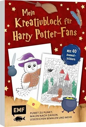 Produktbild: Mein zauberhafter Kreativblock für Harry Potter-Fans – Mit 40 Motiven zum Aus- und Weitermalen: Punkt zu Punkt, Malen nach Zahlen und mehr