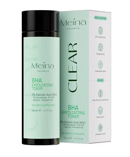 Produktbild: Meina 2% BHA Peeling, Salicylsäure Toner gegen Pickel, Akne und Mitesser, Gesichtspeeling mit Niacinamide, Salicylic Acid Exfoliant, Gesichtspflege, Schnell einziehend, Poren verkleinern, 200ml