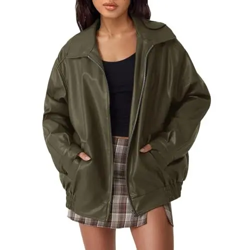 Produktbild: Meine Angebote Damen Lederjacke Übergroße Lederjacken Für Damen Aus Wildlederimitat Herbstmode Motorradmäntel Winter Outfits Kleidung 2024 Ski Damen Pullover Outlet Angebote Sale