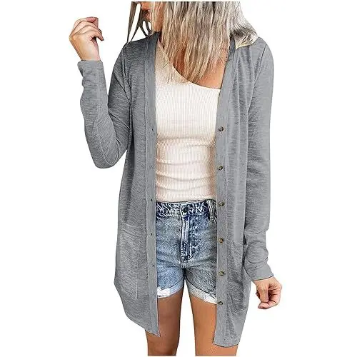 Produktbild: Meine Angebote, Meine Bestellungen Anzeigen, Mantel Damen Winter Jacke Lässiger, Einfarbiger, Langärmliger Strickjackenmantel Mit Knopftasche Für Damen Doppelclip Kleidung, Bestellung Storniert