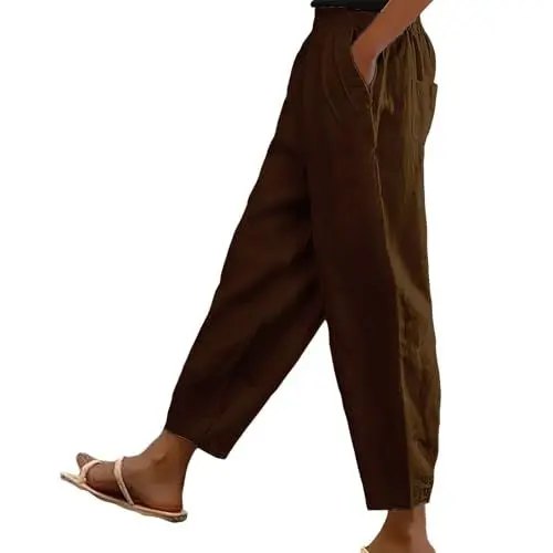 Produktbild: Meine Bestellungen Ansehen Leinenhose Damen Sommer Damenhose Mit Baumwolle Leinen Modisch Einfarbig Schmale Lässige Lange Hose Trachten Hose Warehouse Deals Angebote B Ware
