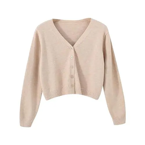 Produktbild: Meine Bestellungen Anzeigen,Strickjacken Für Damen Damen-Cardigan mit V-Ausschnitt und Jacke, einfarbiger Strickpullover Strickjacken Für Damen Kurz Rosa Beige, S