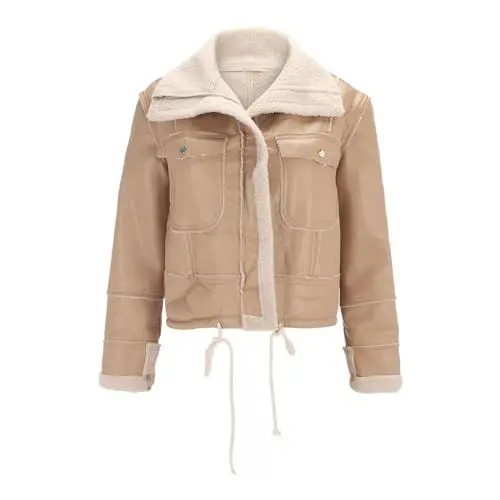 Produktbild: Meine Bestellungen Anzeigen 2024 Wintermantel Damen Elegant Herbstjacke , Warm, Für Den Winter, Lammfellmantel, , Reißverschluss, Motorradjacke, Oberbekleidung Mit Taschen Leopardenmuster Strickjacke