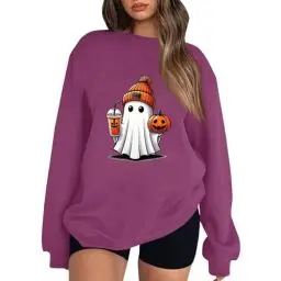 Produktbild: Meine Bestellungen Anzeigen Halloween Pullover Kaschmir Pullover Damen Oversized Hoodie Pullover Jungen Halloween Pullover Damen Halloween Kostüm Damen Lila, S