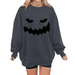 Produktbild: Meine Bestellungen Halloween Pullover Kaschmir Pullover Damen Hoodie Decke Strickpullover Damen Halloween Pullover Damen Halloween Kostüm Damen Grau, XXL