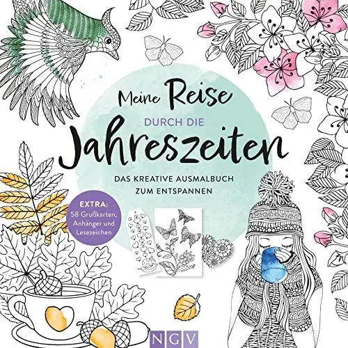 Produktbild: Meine Reise durch die Jahreszeiten: Das kreative Ausmalbuch zum Entspannen | EXTRA: 58 Grußkarten, Anhänger & Lesezeichen