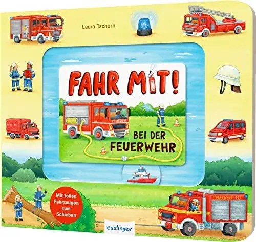 Produktbild: Meine Schiebebahn-Pappe: Fahr mit bei der Feuerwehr: Pappebuch mit Fahrzeugen zum Schieben