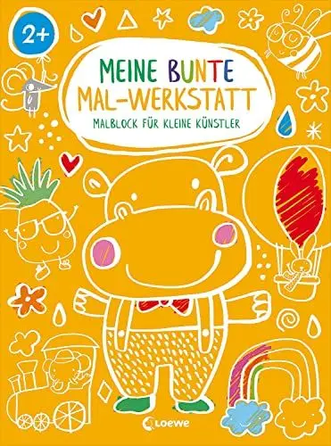 Produktbild: Meine bunte Mal-Werkstatt - Malblock für kleine Künstler - Nilpferd: Block zum Ausmalen mit 24 lustigen Motiven für Kinder ab 3 Jahren