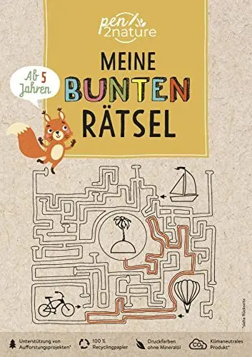 Produktbild: Meine bunten Rätsel. Block für Kinder ab 5 Jahren: pen2nature: 100% Recyclingpapier - klimaneutrale Produktion - unterstützt Aufforstungsprojekte (pen2nature kids)