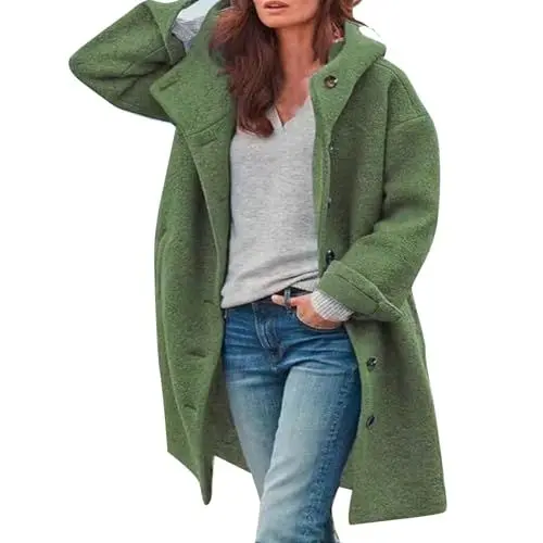 Produktbild: black friday angebote 2024 ab wann, Wintermantel Damen Trenchcoat Zweireiher Elegante Winterjacke Mode Cardigan Jacke Übergangsmantel Freizeitjacke Winddichte Tweed Jacke, black friday angebote 2024