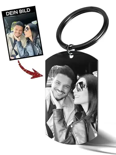Produktbild: Meinearmbänder Schlüsselanhänger personalisiert mit Foto & Gravur | Personalisierte Geschenke | Fotogravur | Geschenk Freundin | Geschenk Freund