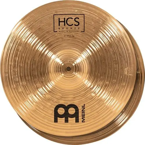 Produktbild: Meinl Cymbals HCS Bronze Hihat 15 Zoll (Video) Schlagzeug Becken – Paar – (38,10cm) B8 Bronze, Traditionelles Finish (HCSB15H)
