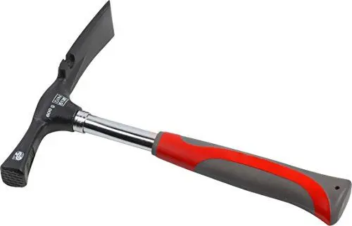 Produktbild: Meister Maurerhammer - 600 g Kopfgewicht - schwarz / rot / grau - Berliner Form - mit Stahlrohrstiel - Zwei-Komponentengriff / Zimmererhammer / Maurer Werkzeug / 2284000