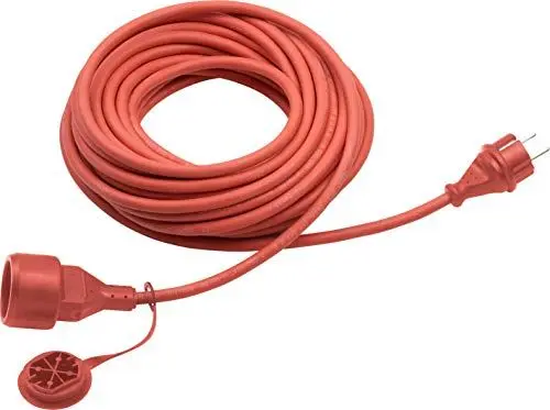 Produktbild: Meister Schutzkontakt-Verlängerung - 10 m Kabel - rot - Gummischlauchleitung - IP44 Außenbereich / Kupplung mit Berührungsschutz / Schuko-Verlängerung / 7435070