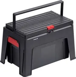 Produktbild: Meister Tritthocker 3 in 1 -460 x 280 x 300 mm - Mit Werkzeugkiste & Werkzeugeinlage -150 kg Tragfähigkeit - Aus stabilem Polypropylen / Werkzeugbox / Werkzeugkasten / Werkstatthocker /9095100 Schwarz