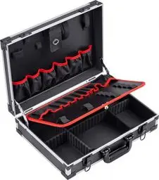 Produktbild: Meister Werkzeugkoffer leer - 460 x 320 x 140 mm - Individuelle Fachaufteilung - 15 Werkzeugtaschen - Mit Gummibändern - 15 kg Tragkraft - Stabiler Alu-Koffer / Werkzeugkiste / Organizer / 9095070