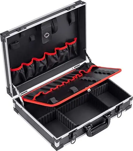 Produktbild: Meister Werkzeugkoffer leer - 460 x 320 x 140 mm - Individuelle Fachaufteilung - 15 Werkzeugtaschen - Mit Gummibändern - 15 kg Tragkraft - Stabiler Alu-Koffer / Werkzeugkiste / Organizer / 9095070