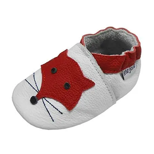 Produktbild: Mejale Echtleder Babyschuhe Kleinkind Weiche Sohle Krabbeln Kleinkind Mokassins Jungen Mädchen Nette Weiße Fuchs Pantoffeln Geschenk Für Neugeborene (12-18 Monate, L)